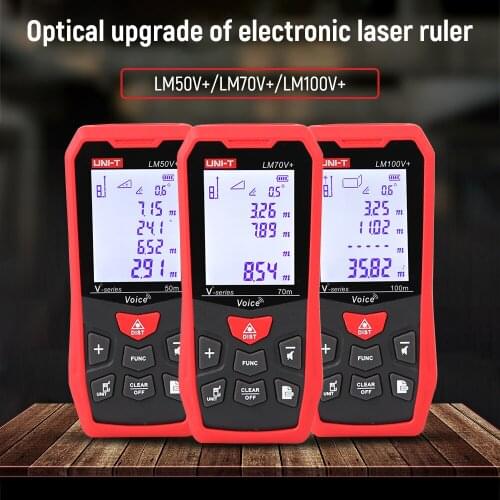UNI-T LM50V/70V/100V+ Laser Range Finder 50M 70M 100M Meters Electronic Ruler Voice Broadcast USB Charging 2.0-inch Display