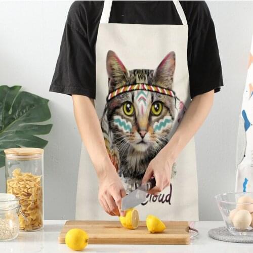 Cartoon Animal Cute Elegant Aprons For Woman Kitchen Cotton Cute Simplicity Master Apron Women Kitchen Accessories Adjustable