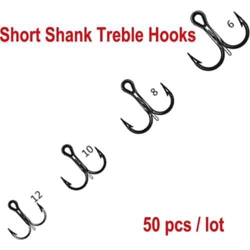 MIZUGIWA Fishing Hook 50pc/Lot 6/8/10/12# High Carbon Steel Treble Hooks Fishing Tackle Black Fish Hook