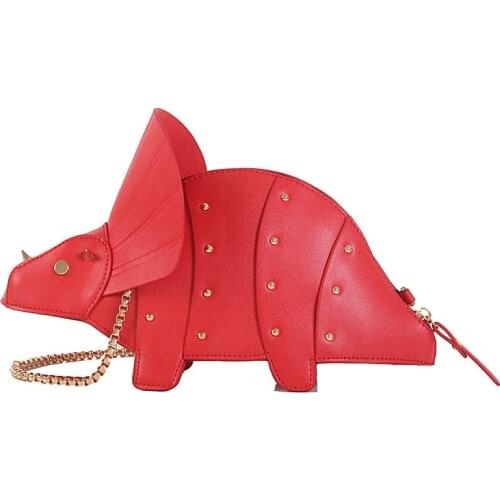 Fashion Funny Personality Cartoon Triangle Dragon Messenger Bag Creative Dinosaur Rivet Crossbody Bags For Women Small Bag