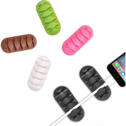 Soft Silicone Cable Winder Earphone Cable Organizer Wire Storage Silicon Charger Holder Clips Cable winder 5 Colors