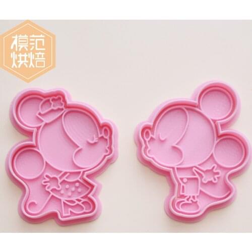 A Set of Mickey Mouse Minnie Cookie Cutters Disney Christmas Cookie Mold 3D Baking Accessories Bakery Tools Kitchen Supplies