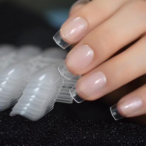 240PCS Clear Fake Nails Square Full Cover Medium Square Press on Artificial Fake Nail Art Tips Manicure Accessories Faux Ongles