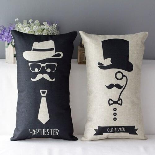 Gentleman pillow cover, British gentlemen hipster creative cute cartoon waist pillow case pillowcase wholesale