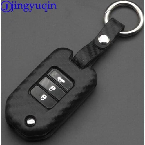 2019 New Carbon Fiber Silica gel Key Cover Case For Honda 2016 2017 CRV Pilot Accord Civic Car Shell Key keychain keyring