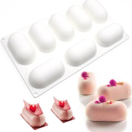 New 8 Even 3D Capsule Shape Cake Silicone Mold Baking Utensils French Dessert Mold Chiffon Mousse Dessert Cake Molds Food Grade