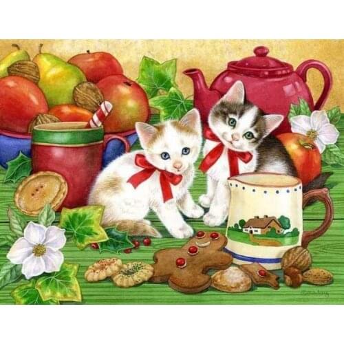 New Diy Diamond Painting Crafts Diamond Mosaic Home Decorative Painting Cross Stitch Diamond Embroidery Cats And Coffee Pattern