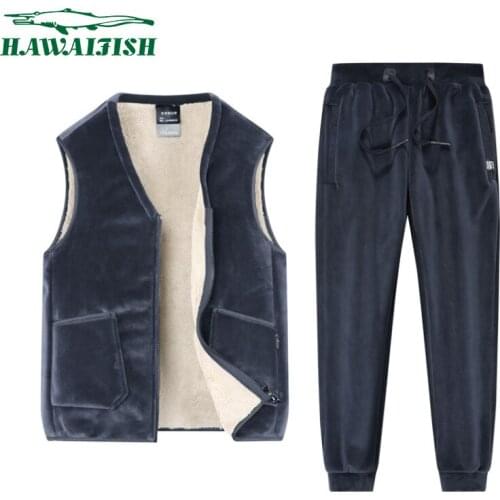 Silver Fox Velvet Winter New Plus Velvet Suit Mens Vest And Velvet Trousers Casual Suit Mens Sleeveless Jacket