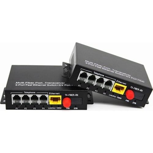 Single mode single fiber 4-way telephone voice optical transceiver, high-definition PCM photoelectric converter