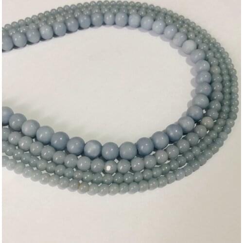 Wholesale Blue Angelite Beads,Natural Stone Beads 4mm 6mm 8mm 10mm 12mm Round Gem Stone Loose Beads For Jewelry,1of 15" strand