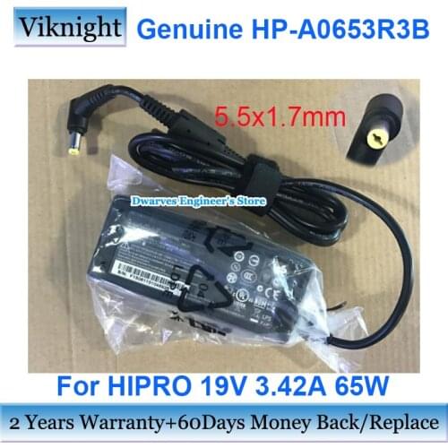 Genuine HP-A0653R3B 19V 3.42A 65W AC Adapter Power Supply For HIPRO A065R030L For Acer Laptop Charger 5.5x1.7mm