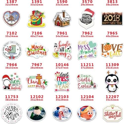 Planar Resin Flatback Christmas 30pcs/lot Acrylic Resins Printed for DIY Headband Hair Bow Decoration Accessories PR1387