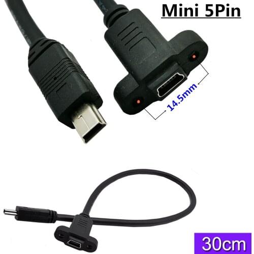 With screws to fix the bezel cable with ears MINI USB extension data charging cable mini T port male and female 0.3m