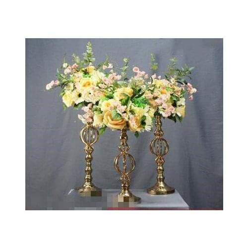 Wedding props table flower vase gold wrought iron flower arrangement main table flower stand sign-in table decoration
