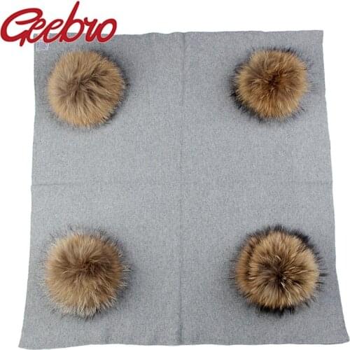 Geebro Newborn Kids Baby Warm Wool Swaddling Blanket Travel Sleeping Blanket Bedding Wrap With 20cm Real Raccoon Fur Pompom