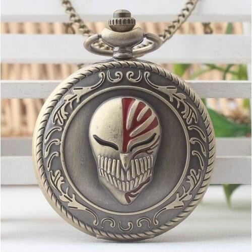 Vintage bronze Arabic numeral A god of death mask men and woman gift steampunk Necklace pocket watches