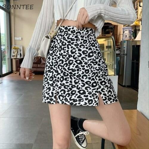Skirts Women Mini Leopard Empire All-match Vintage A-line Streetwear Y2K Elegant Verano Harajuku Leisure Hip Hop Ulzzang Elegant