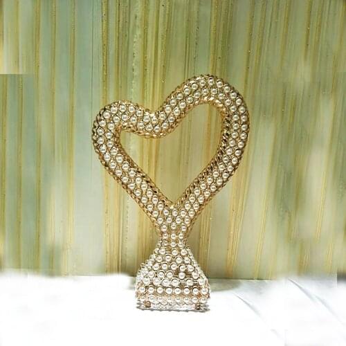 Golden Heart-shaped Pearl Wedding Decoration New House Decoration Gift Dessert Table Cake Decoration