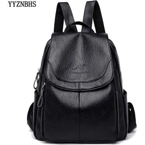 Retro Female Backpack Women PU Leather Rucksack Women Knapsack Travel Backpacks Shoulder School Bags Mochila Back Pack Sac a Dos