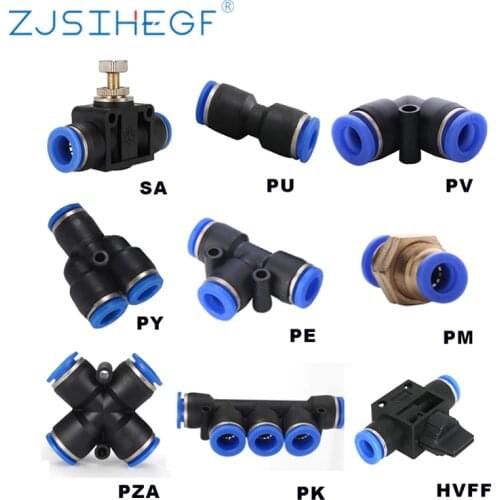 1PCS 4/6/8/10/12/14/16mm Pneumatic Fittings T/Y/L/Straight Type PU/PV/PY/PE/PM/PZA/PK/HVFF/ For Air/Water Hose Tube Connector