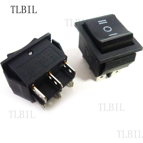 1Pc Rocker Switch Power 3 Position 6Pin Button Latching with Lamp Light KCD4 16A 250VAC/ 20A 125VAC On-Off-On