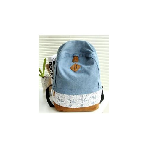 1pcs/lot Floral Lace +Denim Canvas Women Bag Backpack School bag For Teenagers Ladies Girl Schoolbag Bagpack