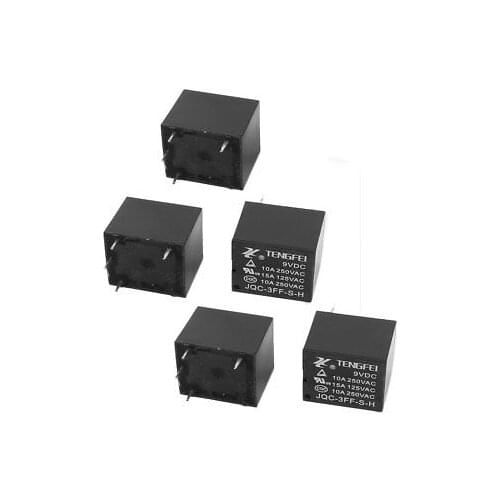 10Pcs DC9V 10A 0.36W 4 Terminal SPST NO Mini Power Coil Electromagnetic Relay