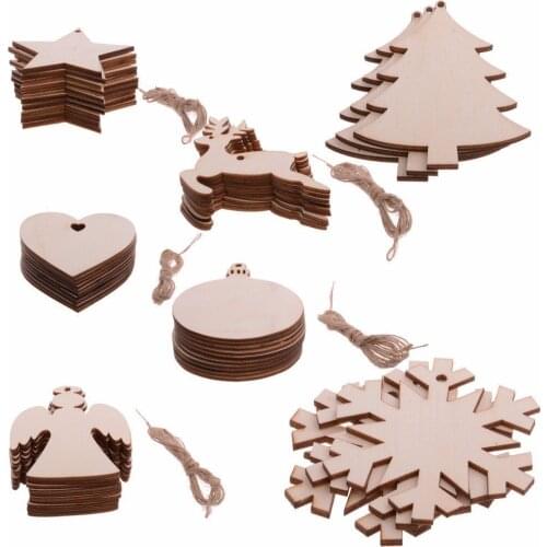 10Pcs/Lot Snowflake Star Santa Claus Boots Bells Christmas Tree Hanging Party Christmas Decorations For Home Wooden Ornaments