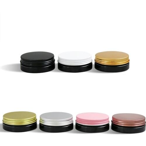 24 x 30g Travel Empty Black Pet Skin Care Cream Jar With Metal Lids with Insert 1oz Cosmetic Container R67MM