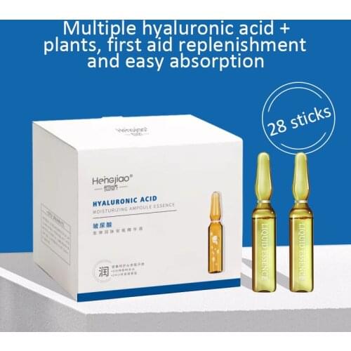 28pcs*2ml/box Fullerene Hyaluronic Acid Ampoule Face Serum Shrink Pores Anti-Ance Nicotinamide Whitening Moisturizing Wrinkle