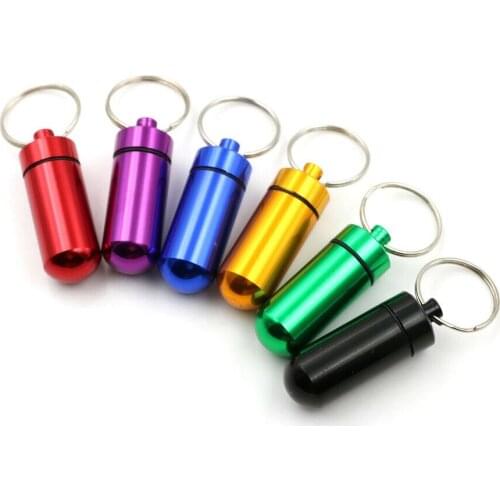 5pcs Waterproof Mini Aluminum Pill Box Case Bottle Holder Container Storage Case Tablet Splitters Organizer Random Color
