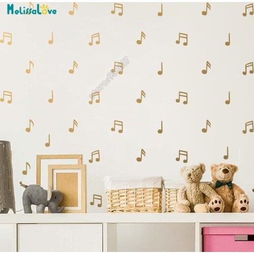 50 pcs Music Note Pattern Sticker For Kids Bedroom Music Lover 5 Type Decorate Wall Sicker Baby Girl Removable Wall Decor SK020