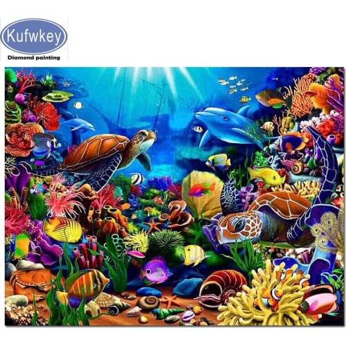 Full Square round drill 5D DIY Diamond embroidery undersea Turtle dolphin fish Diamond Painting Cross Stitch Rhinestone Mosaic