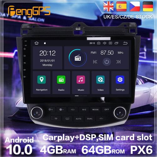 Android 10 PX6 Stereo For Honda Accord 7 CM UC CL 2003-2007 GPS Navigation Car DVD Player Multimedia Auto Radio Player HeadUnit