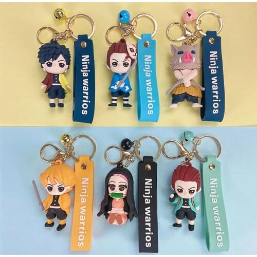 Anime Demon Slayer Keychain Kimetsu No Yaiba Key Pendant Keyring Childer Kids Toys Chain Cute Funny Cartoon Gift
