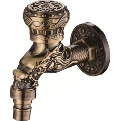 Antique Bronze Dragon Wall Mounted Tap Sink Faucet Dragon Washing Machine Tap