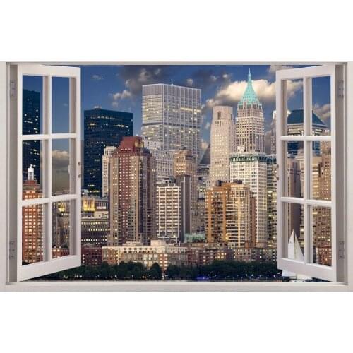 Free shipping 3D Window Stickers Lighting City Wall Decal Art Removable Wallpaper Mural Sticker Vinyl Home Decor