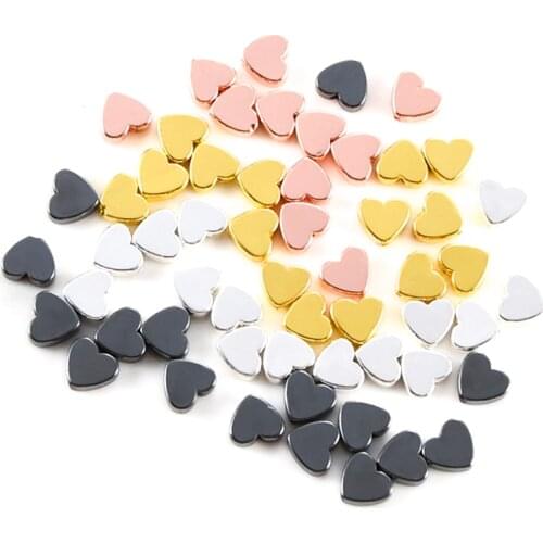 80pcs Natural Hematite Stone Heart Shape Beads for Jewelry Making 6mm 8mm Love Charms Beads Diy Bracelet Necklace Accessories