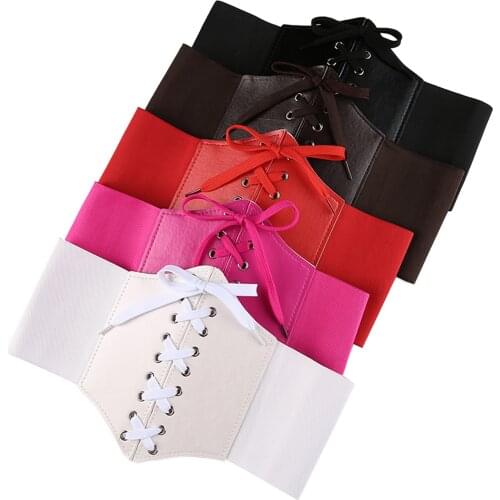 Women Cummerbunds Short Corset Solid Color Tie-up Boat Neck Close-fitting Crop Tops