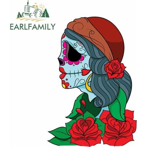 EARLFAMILY 13cm x 9.1cm For Skull Motorcycle Car Stickers Anime Decal Cartoon Graphics Waterproof Trunk Decoration For JDM SUV