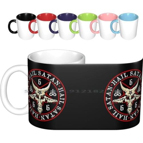Hail Satan Baphomet In Occult Inverted Pentagram Ceramic Mugs Coffee Cups Milk Tea Mug Baphomet Satan Satanic Satanic Pentagram