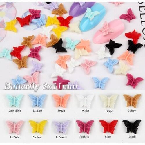 Resin Simulation Carving Butterfly 8x11mm Nail Rhinestones 13 Colors Available DIY Nail Art Accessories Decorations