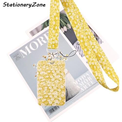 JY056 Cartoon Yellow Daisy Lanyard Neck Strap for Key ID Card Cell Phone Straps Badge Holder Fashion Accessories