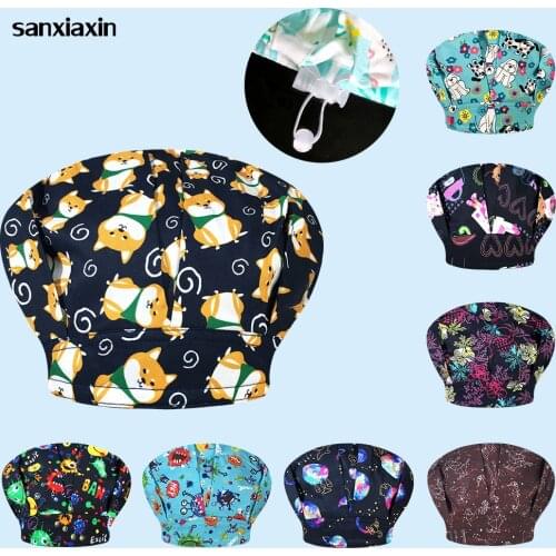 Bakery Cooking Cap Restaurant Hotel Kitchen Unisex Catering Work Hat Cartoon Printing Coffee Shop Caps Wholesale Chef Puffy Hats