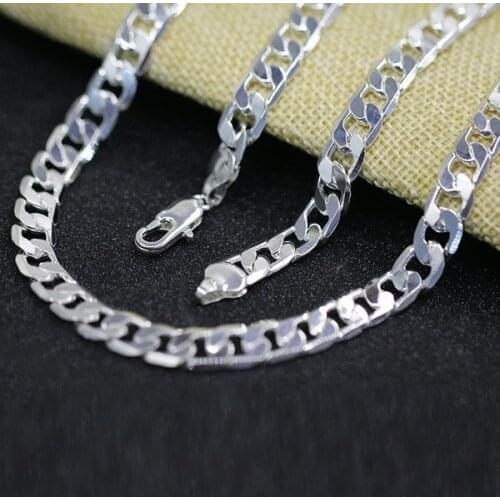 LJ&OMR 100% Authentic silver Plated necklace fashion jewelry Link Chain necklace for men ( Size: 8MM 16-24" )