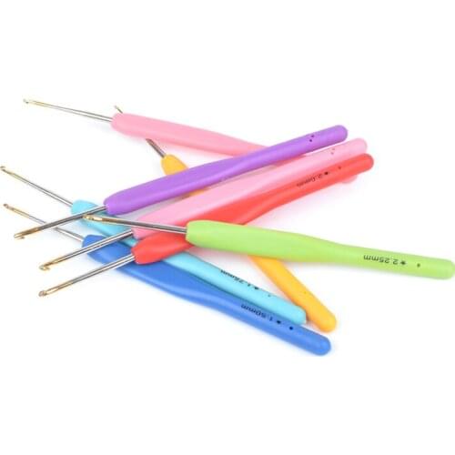 LMDZ 8Pcs/Set Crochet Hooks Multicolor Plastic Handle Aluminum Knitting Needle Set 1mm-2.75mm Yarn Sweater Weave Craft Tools