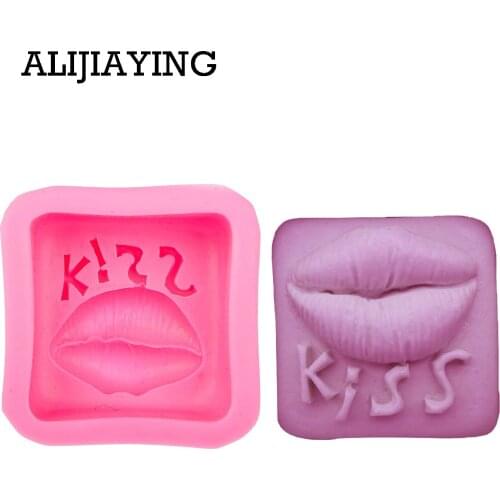 M0508 1Pcs Lips kiss silicone molds for plaster, fondant cake molds soap chocolate mould for the Kitchen Baking Accessories