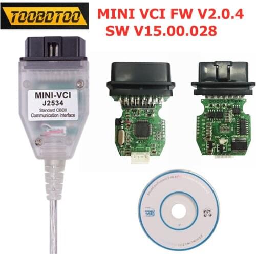 MINI VCI V2.0.4 Real Firmware J2534 V15.00.028 FTDI FT232RL Diagnostic Tool For Toyota MINIVCI Supports K-Line/CAN-BUS