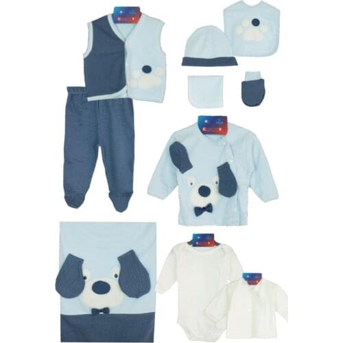 Newborn Girls Boys Baby 10 Piece Hospital Output The Zibin Set Dog pattern 100% Cotton Baby Gift Layette Baby Set 0-3 months