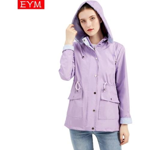 2021 New Fashion Womens Windbreaker Casual Female Detachable Hood Coat Quality Brand Women Clothing